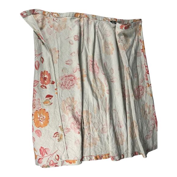 Eddie Bauer 100% Linen Floral Maxi Wrap Skirt Neutral Boho Lightweight Size 8 - Picture 8 of 10